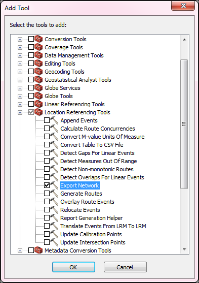 Adding the Export Network tool to your toolbox Adding the Export Network tool to your toolbox
